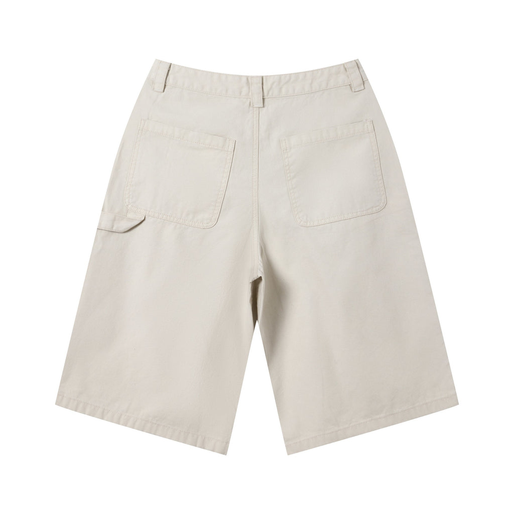 310GSM Heavyweight Cotton Enzyme Washed Distressed Workwear Pants Milk Tea White