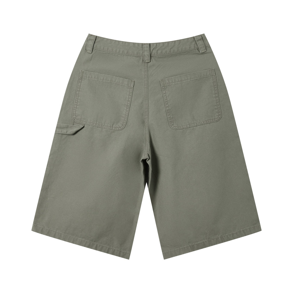 310GSM Heavyweight Cotton Enzyme Washed Distressed Workwear Pants Dark Green