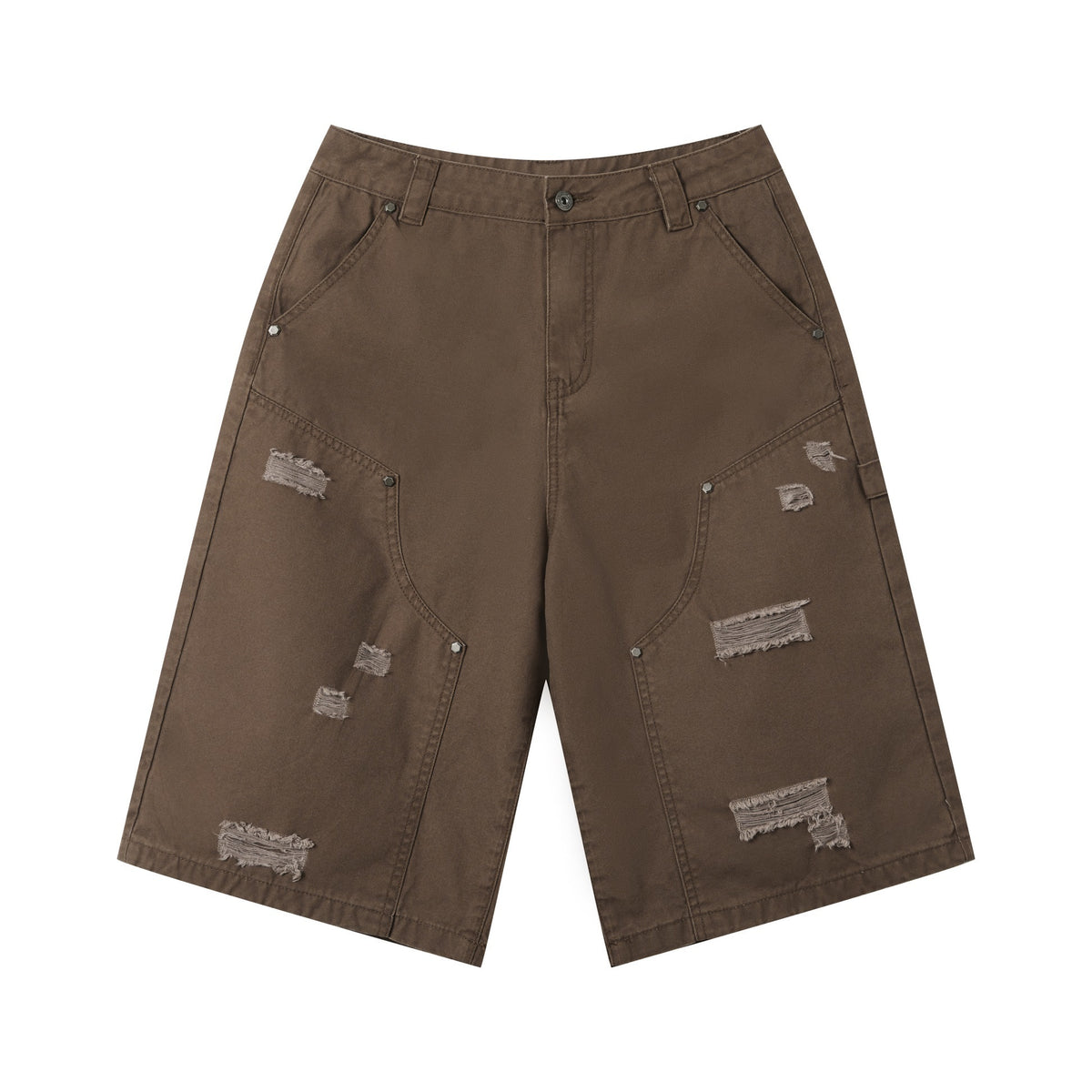 310GSM Heavyweight Cotton Enzyme Washed Distressed Workwear Pants Coffee
