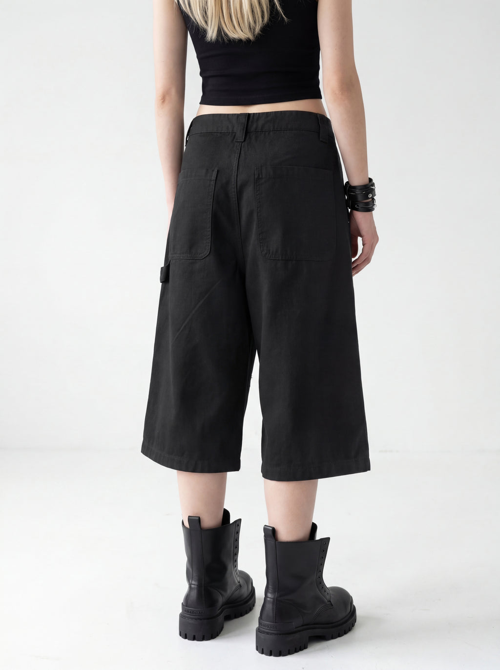 310GSM Heavyweight Cotton Enzyme Washed Distressed Workwear Pants Black